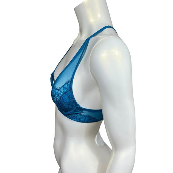 Victoria's Secret Blue Lace Strappy cross back Bra 32B - Picture 2 of 10